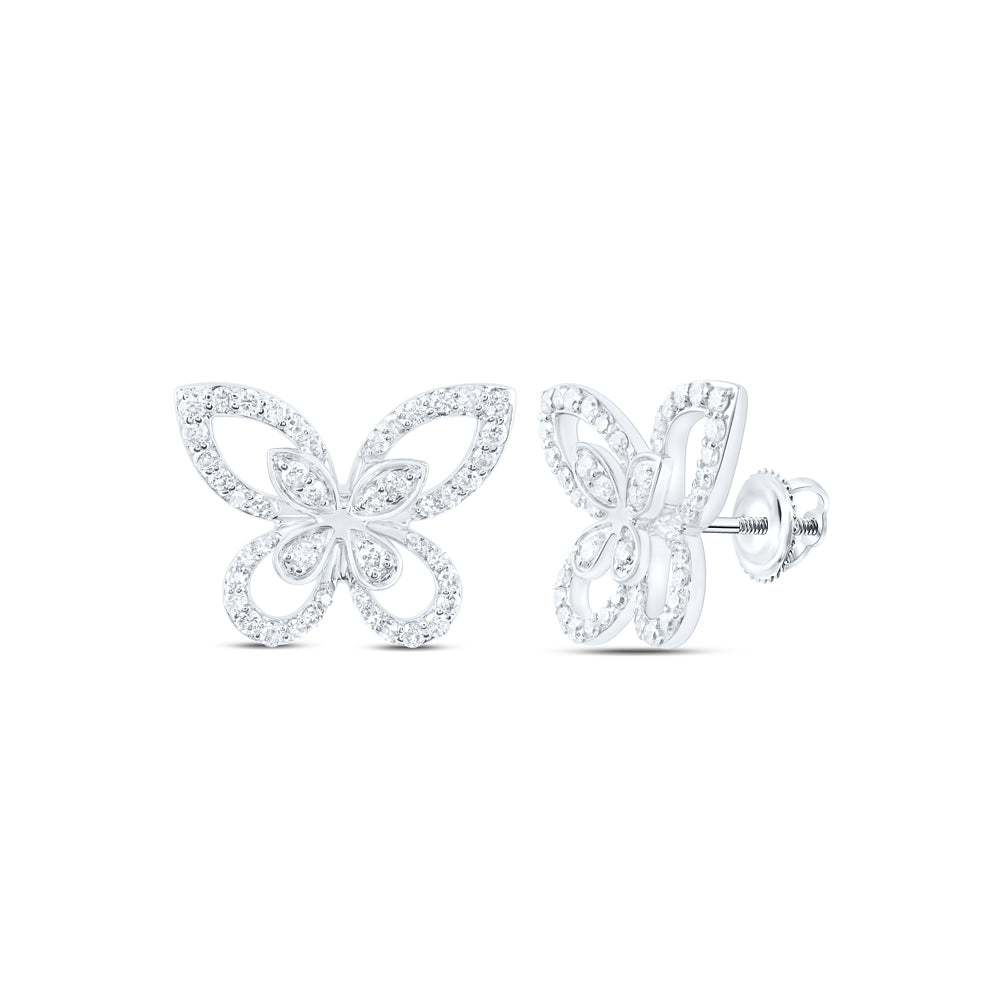 10Kt White Gold 1/2 Ctw Dia Nk Butterfly Fashion Earring (3.19 grams)