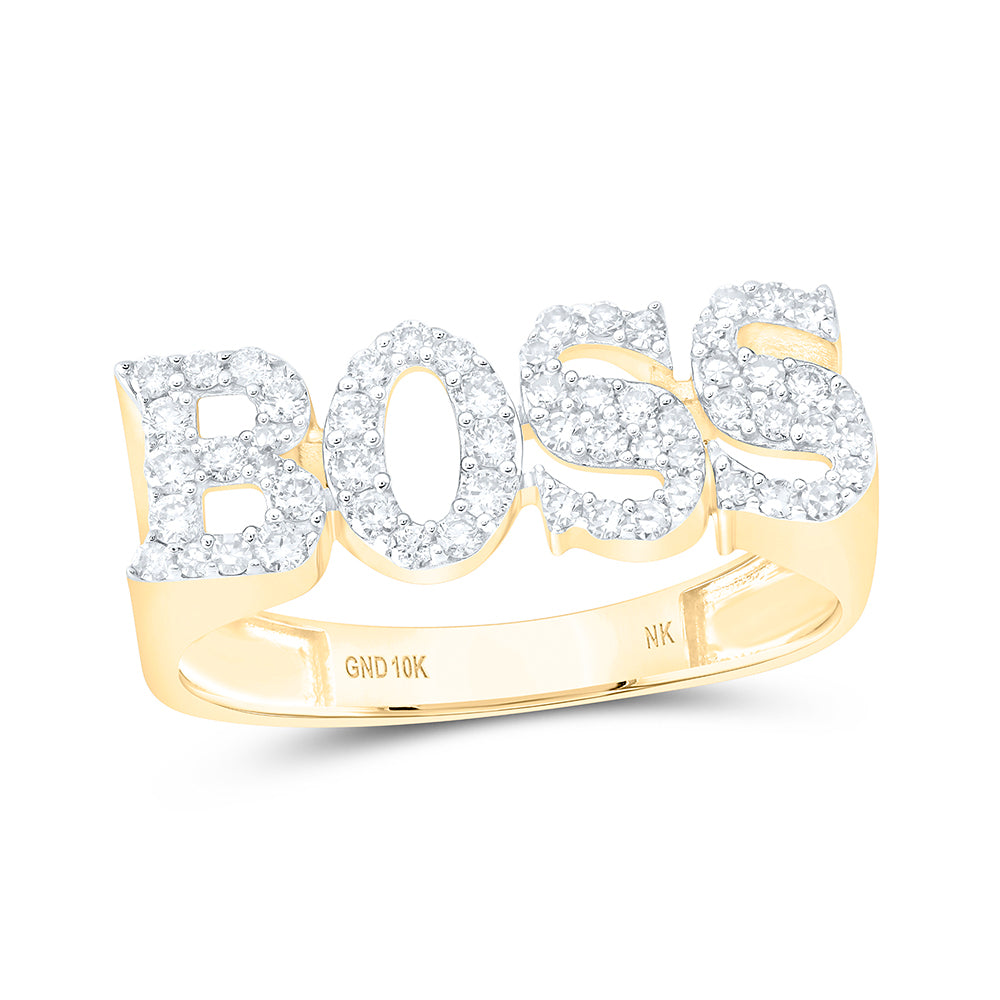 10Kt Yellow Gold 1/2 Ctw-Dia Nk Boss Mens Ring (4.32 grams)