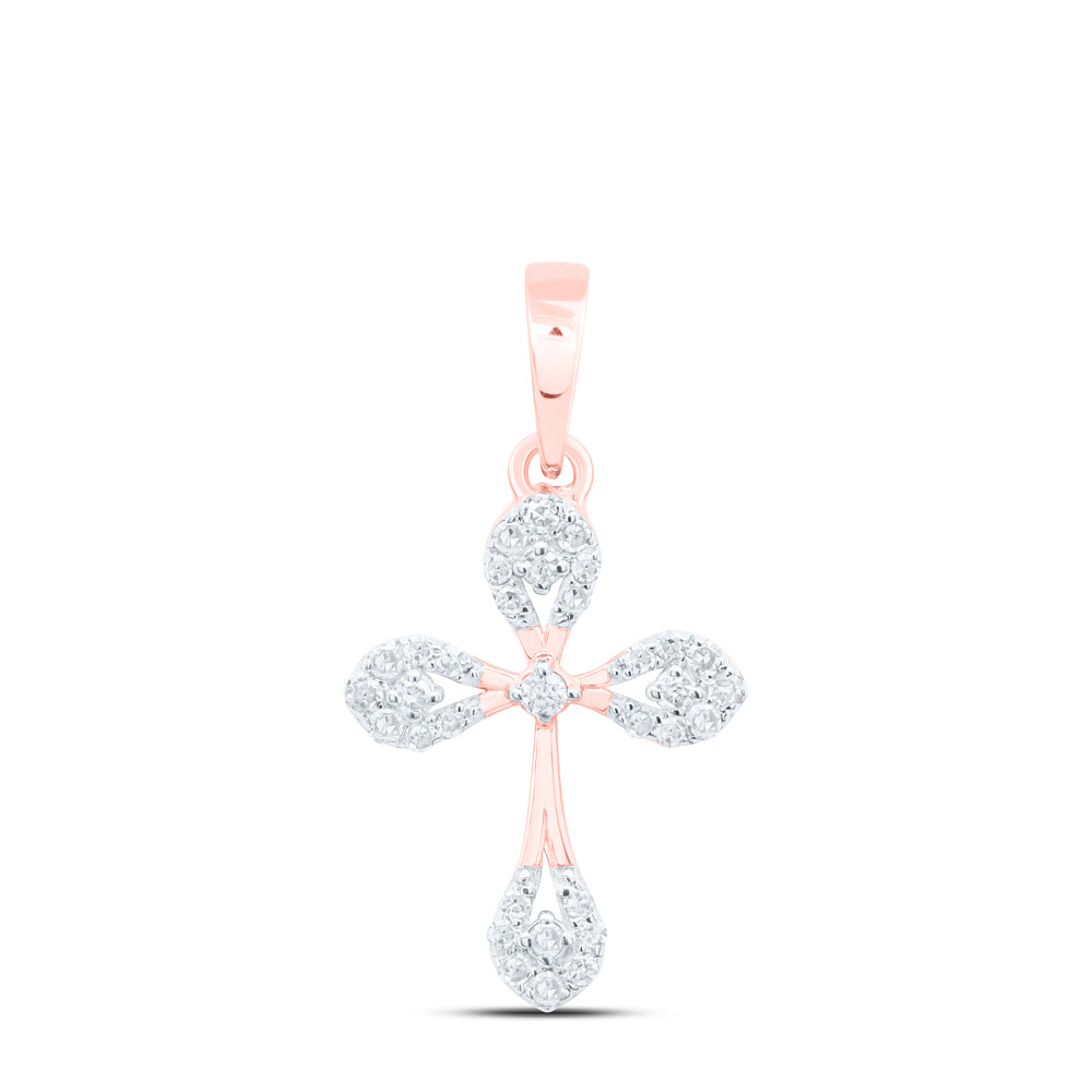 10Kt Rose Gold 1/8 Ctw Dia Nk Gift Cross Pendant (0.86 grams)
