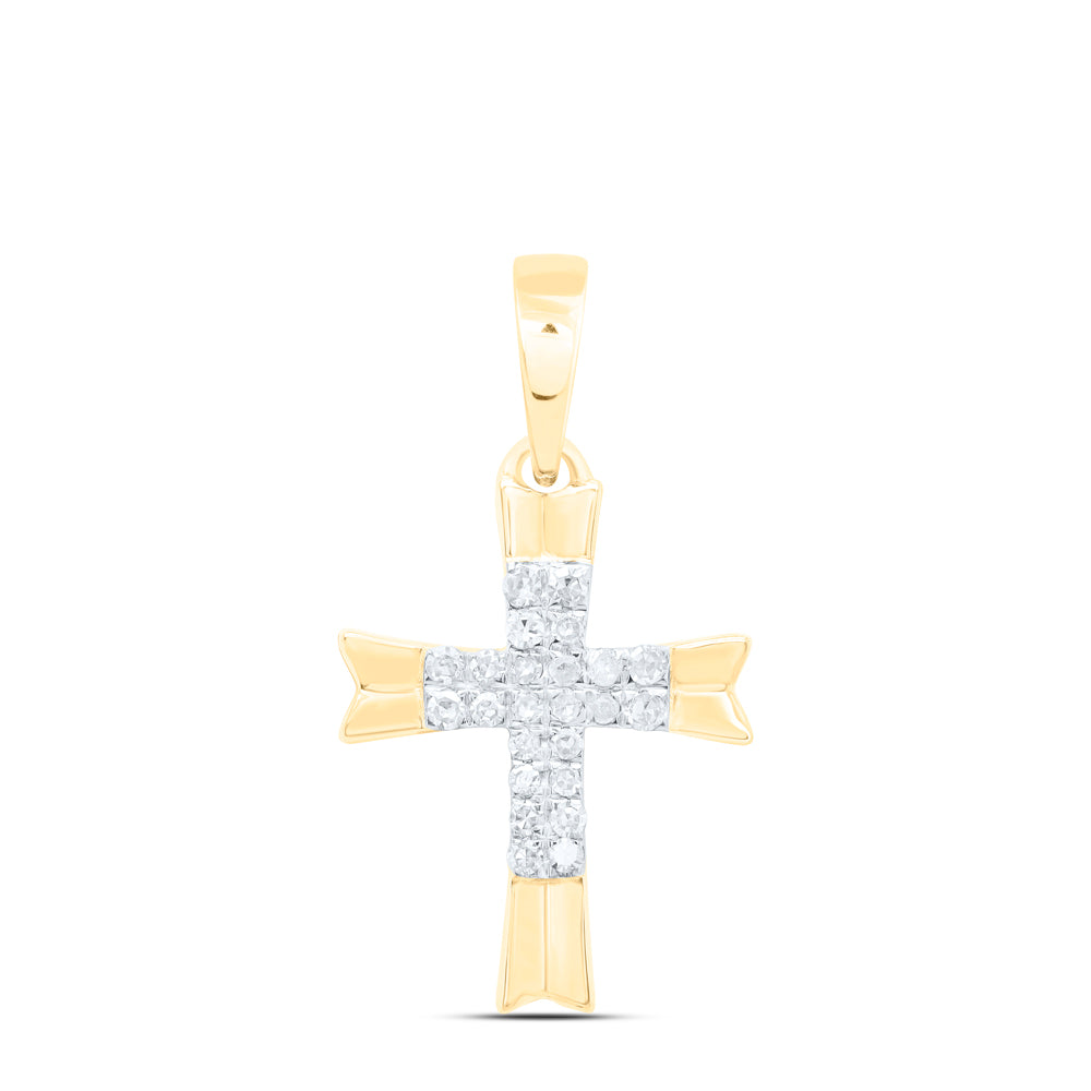 10Kt Yellow Gold 1/12 Ctw Dia Nk Gift Cross Pendant (0.74 grams)