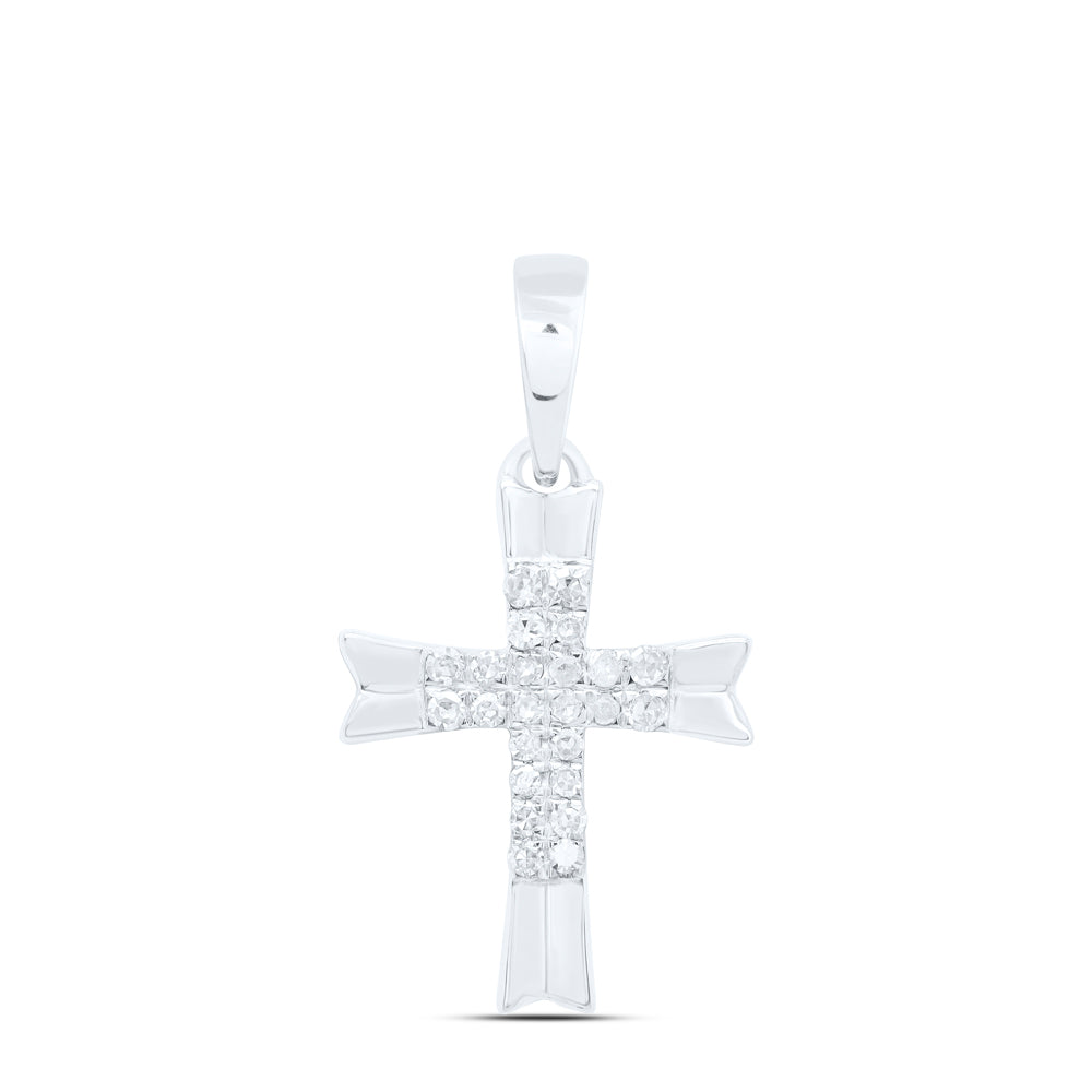 10Kt White Gold 1/12 Ctw Dia Nk Gift Cross Pendant (0.73 grams)