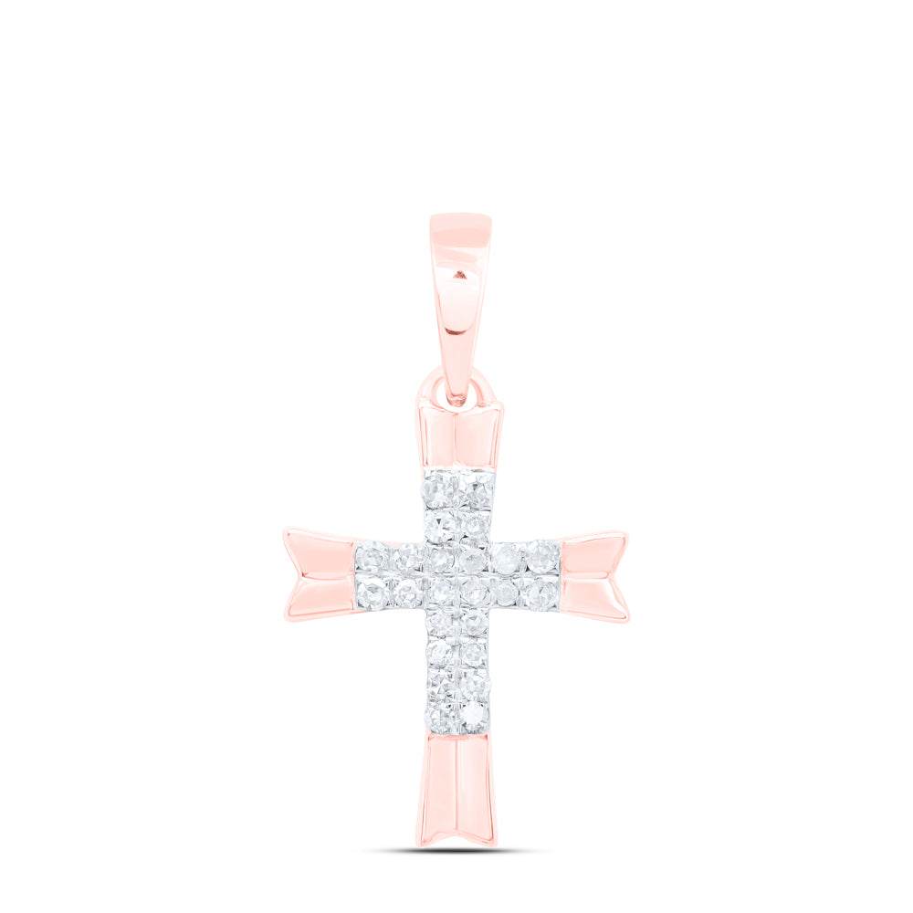 10Kt Rose Gold 1/12 Ctw Dia Nk Gift Cross Pendant (0.74 grams)