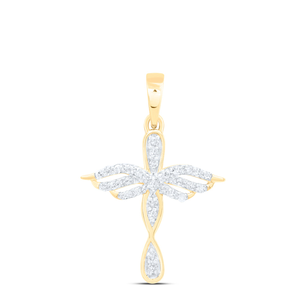 10Kt Yellow Gold 1/8 Ctw Dia Nk Gift Cross Pendant (0.93 grams)