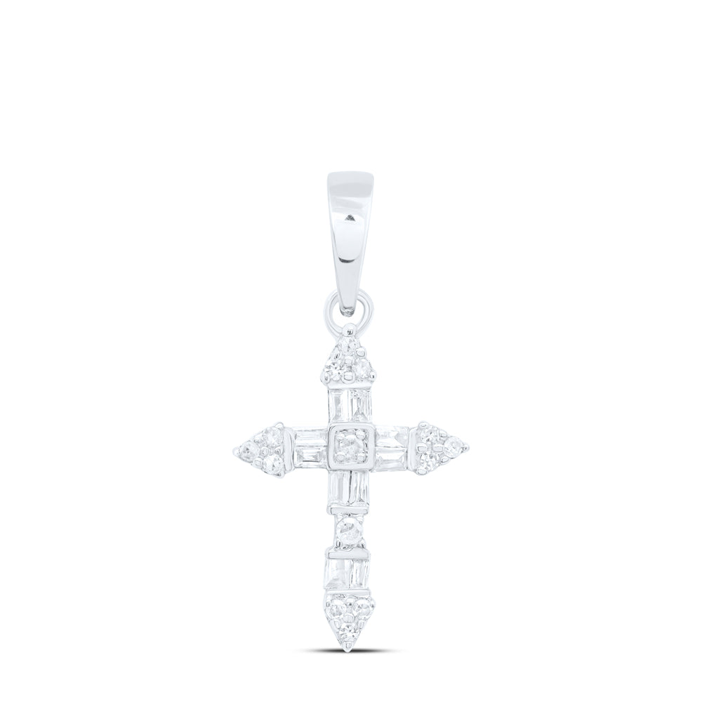 10Kt White Gold 1/10 Ctw Dia Nk Gift Cross Pendant (0.62 grams)