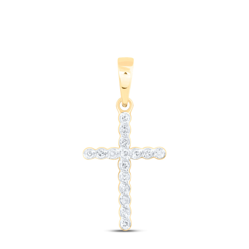 10Kt Yellow Gold 1/10 Ctw Dia Nk Gift Cross Pendant (0.68 grams)