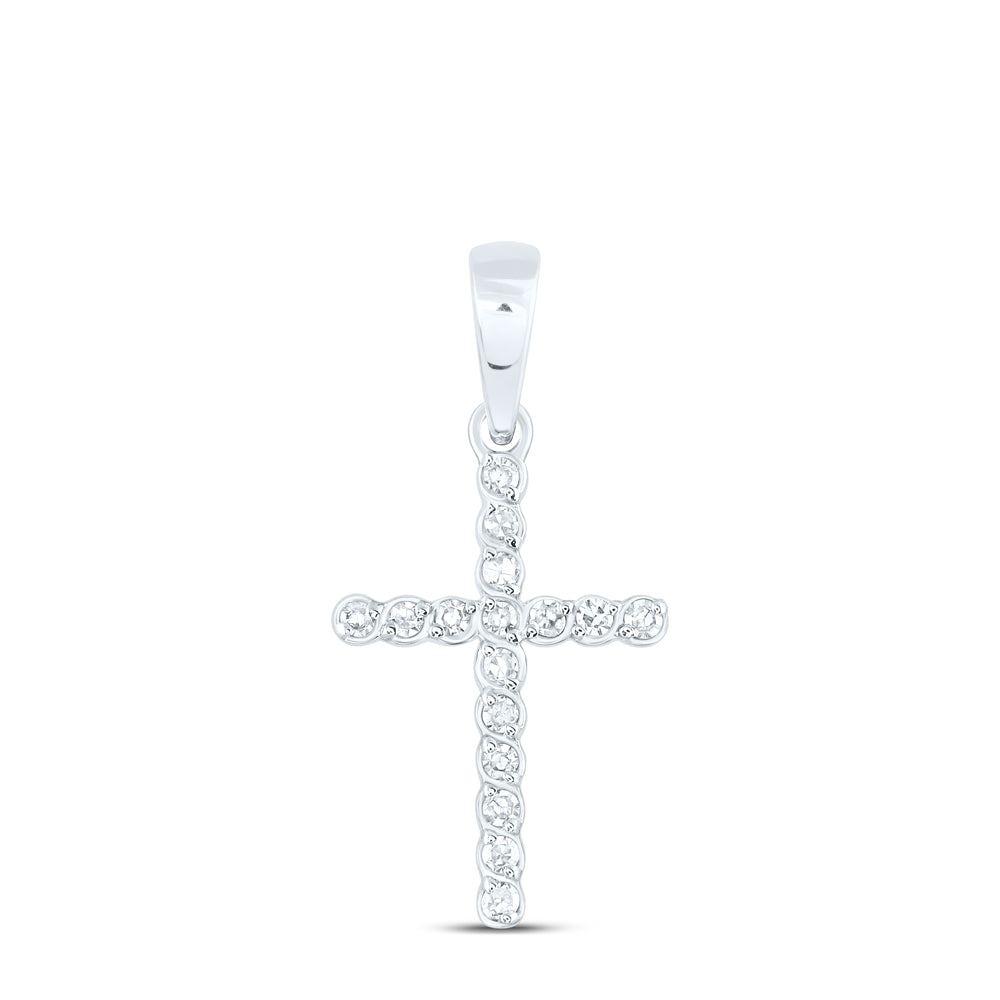 10Kt White Gold 1/10 Ctw Dia Nk Gift Cross Pendant (0.65 grams)