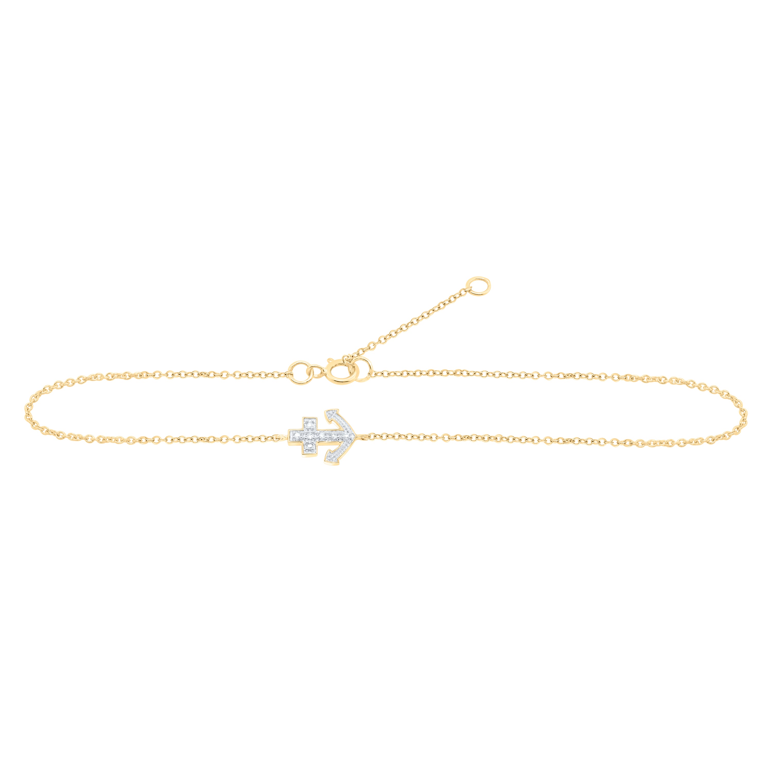 10Kt Yellow Gold 1/20Ctw-Dia Nk Gift Anklet (9 Inch) (0.68 grams)