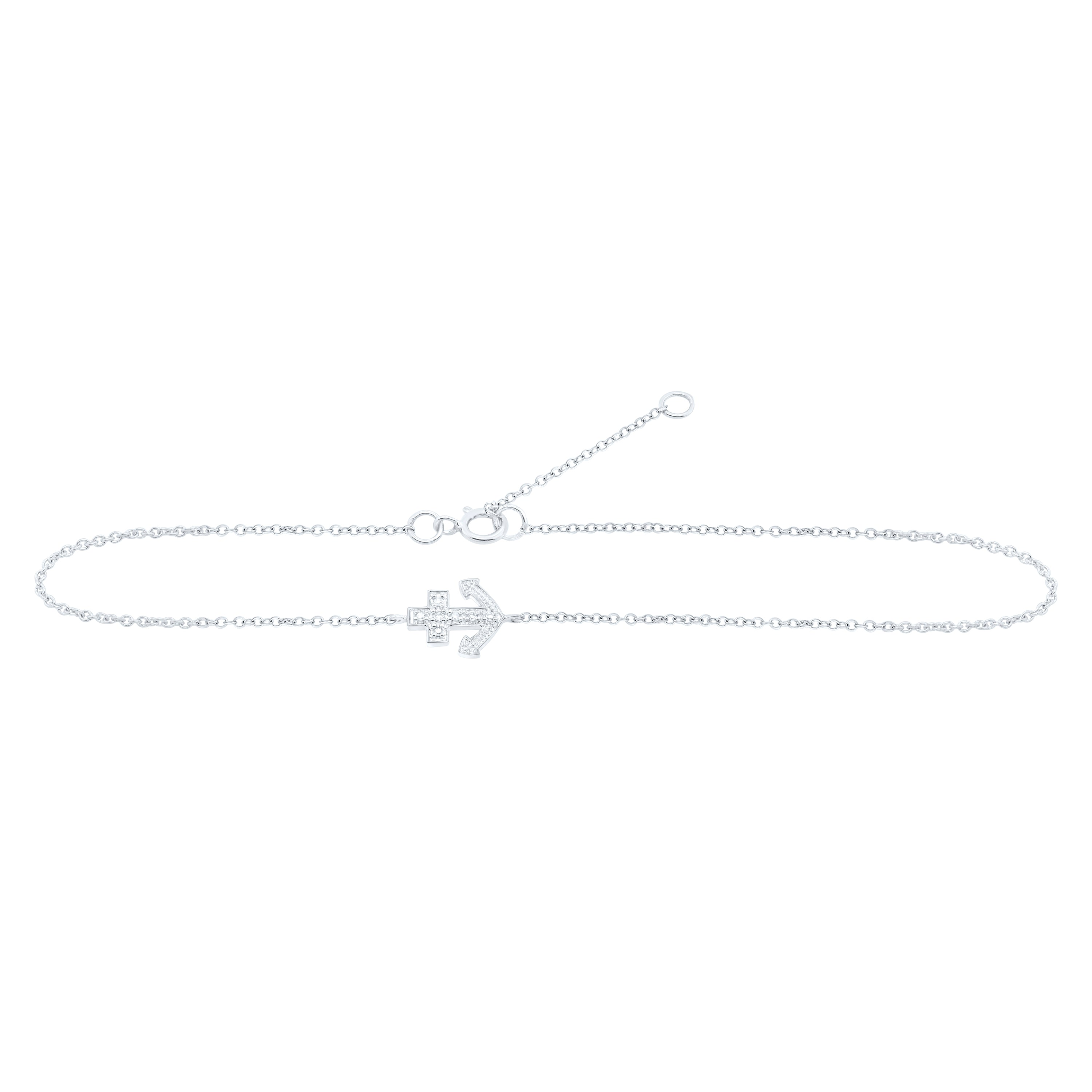 10Kt White Gold 1/20 Ctw Dia Nk Gift Anklet (9 Inch) (0.68 grams)