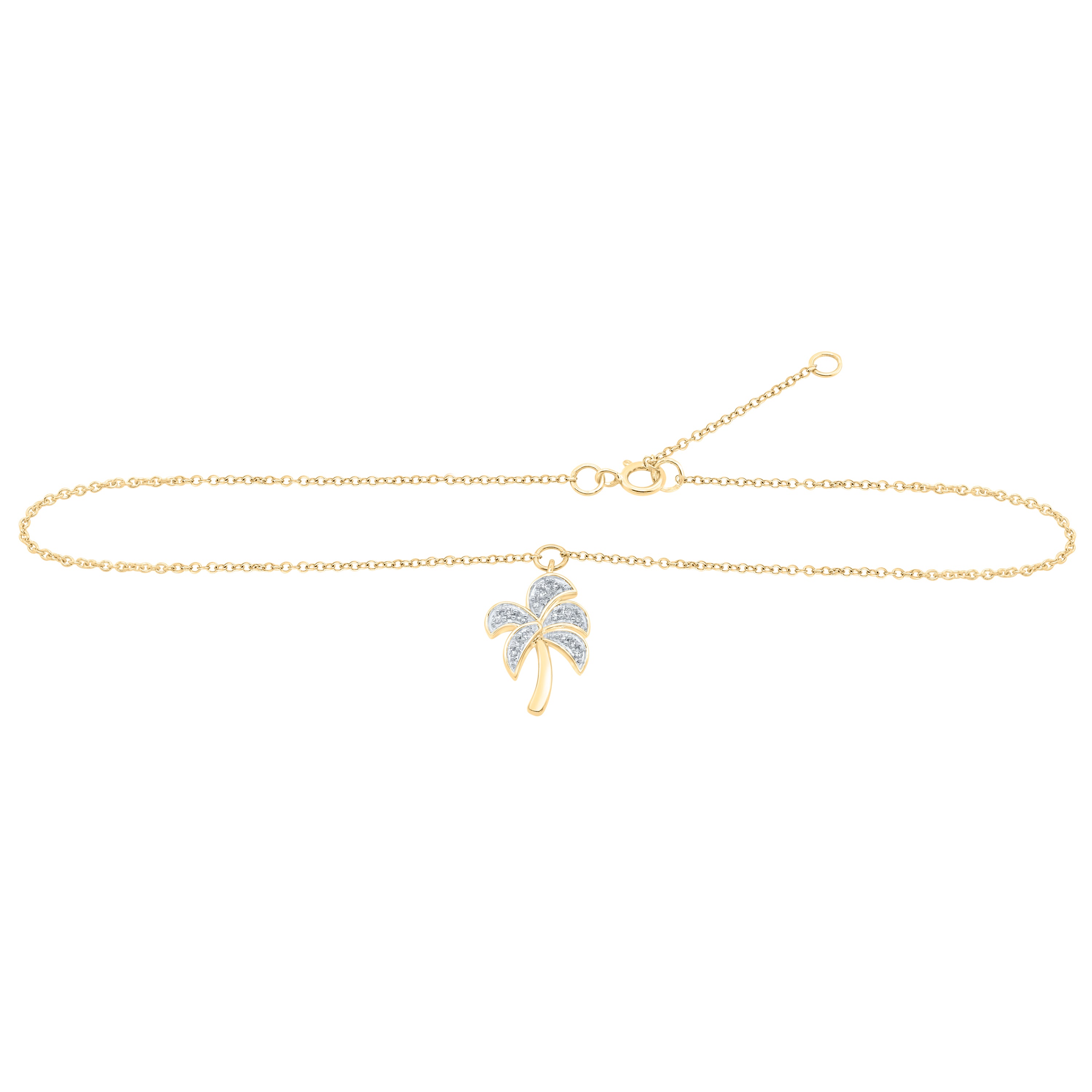 10Kt Yellow Gold 1/10 Ctw Dia Nk Gift Anklet (9 Inch) (1.02 grams)