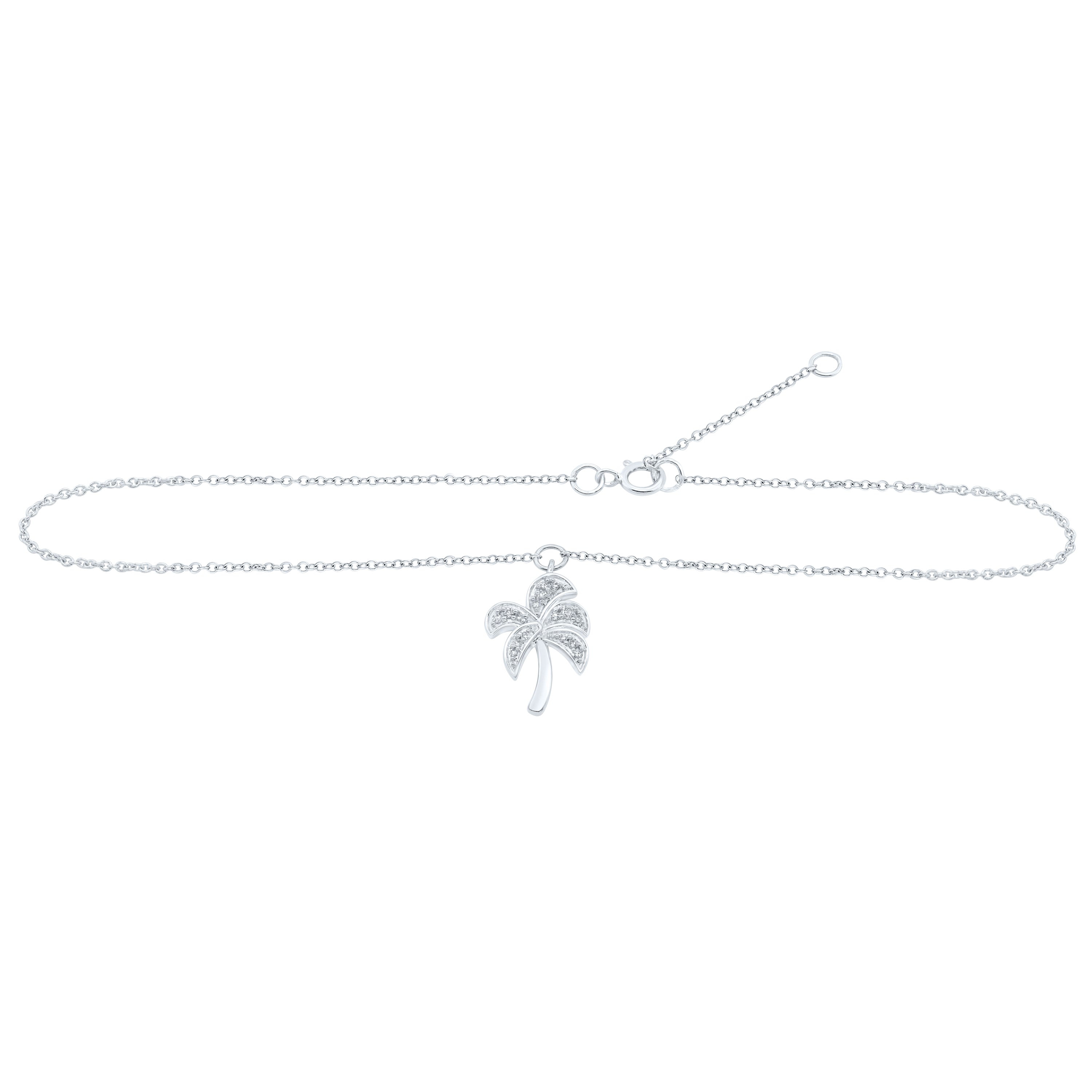 10Kt White Gold 1/10 Ctw Dia Nk Gift Anklet (9 Inch) (1.02 grams)