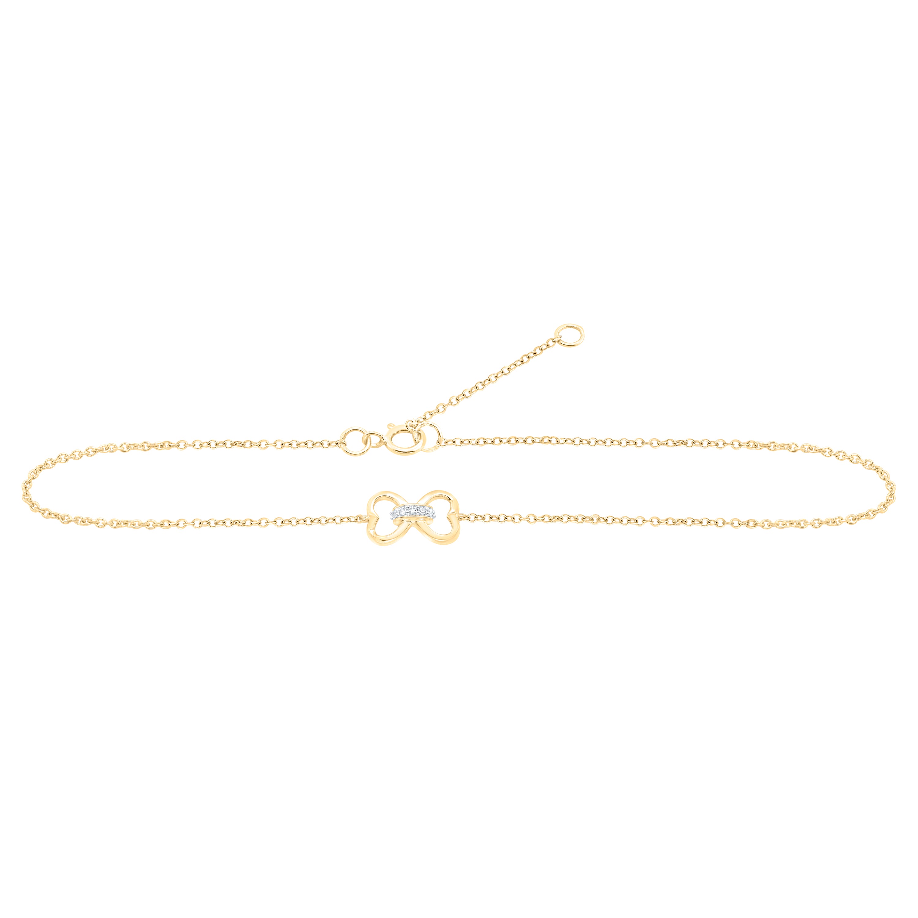 10Kt Yellow Gold 0.03Ctw-Dia Nk Gift Anklet (9 Inch) (0.48 grams)