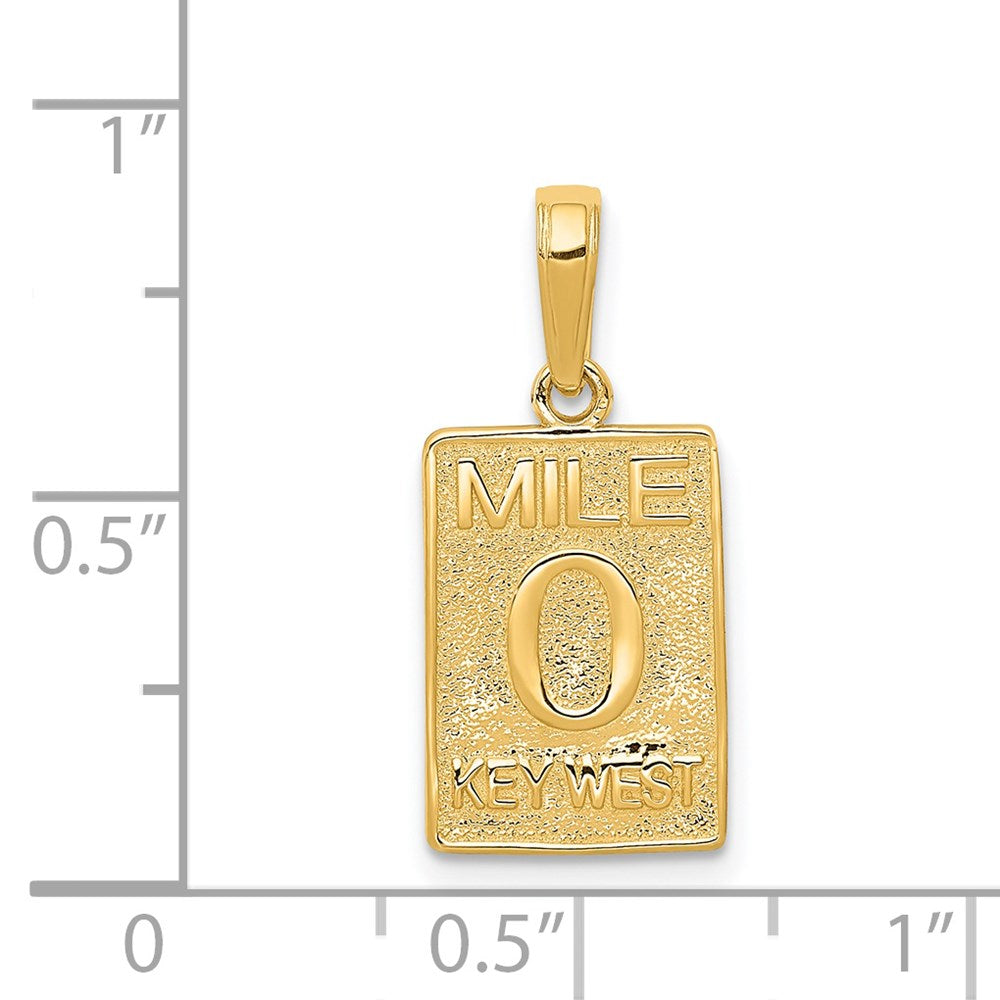 14k Yellow Gold 10 mm Mile 0 KEY WEST Mile Marker Pendant (1.35 grams)