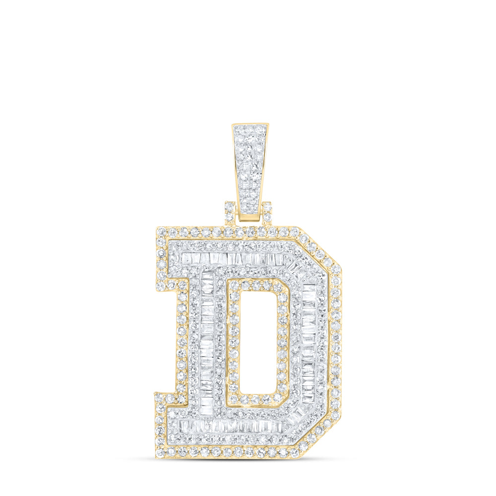 10Kt Yellow Gold 1 1/3Ctw-Dia Nk Initial D" Mens Pendant" (7.56 grams)