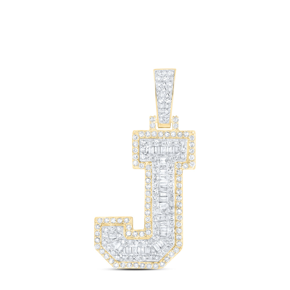 3/4Ctw-Diamond Initial "J" Mens Pendant (4.89 grams)