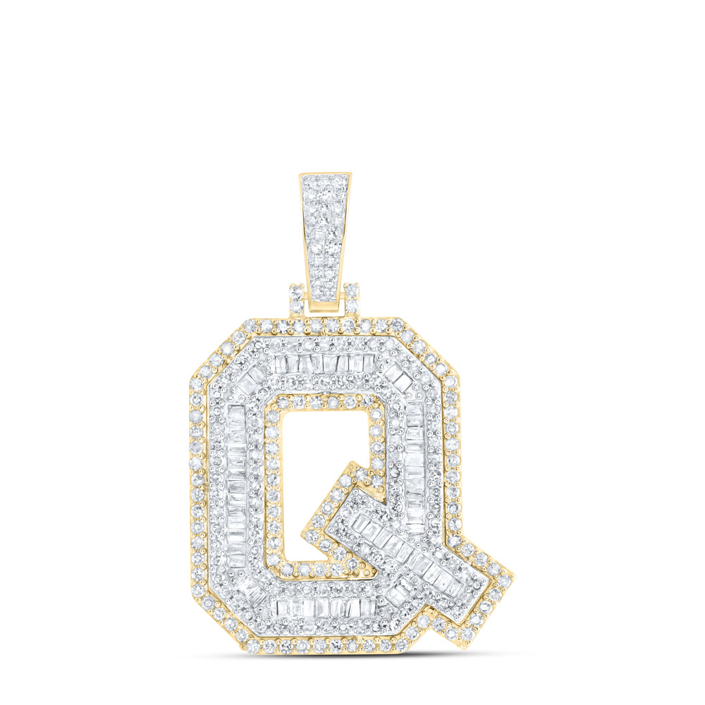 10Kt Yellow Gold 1 1/3Ctw-Diamond Initial Q" Mens Pendant" (7.76 grams)