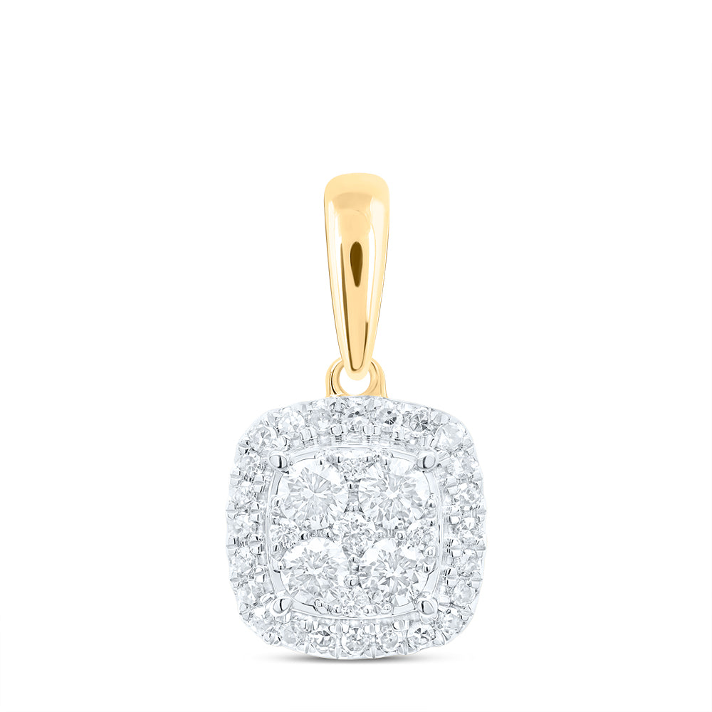 10Kt Yellow Gold 3/8Ctw-Dia Nk Fashion Square Pendant (1.28 grams)