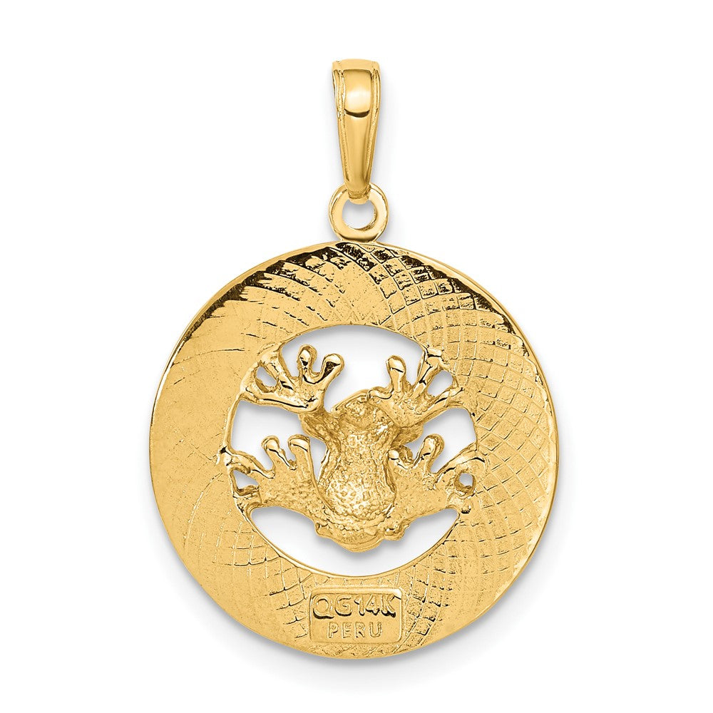 14k Yellow Gold 19 mm PUERTO RICO with Frog Pendant (2.55 grams)