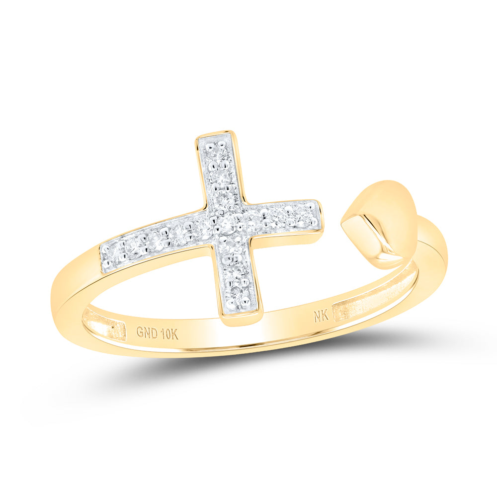 1/10 Ctw-Dia Nk Gift Heart Cross Ring (1.71 grams)