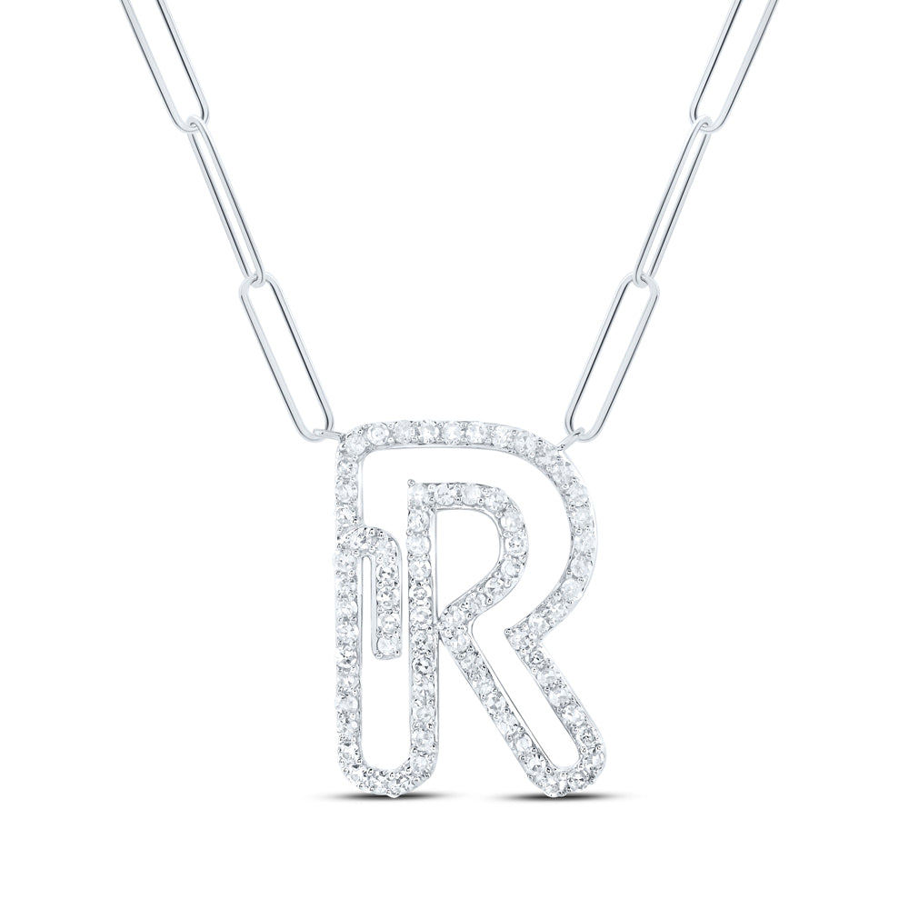 10Kt Gold 3/8Ctw-Diamond Initial R" Necklace - 18 Inch"