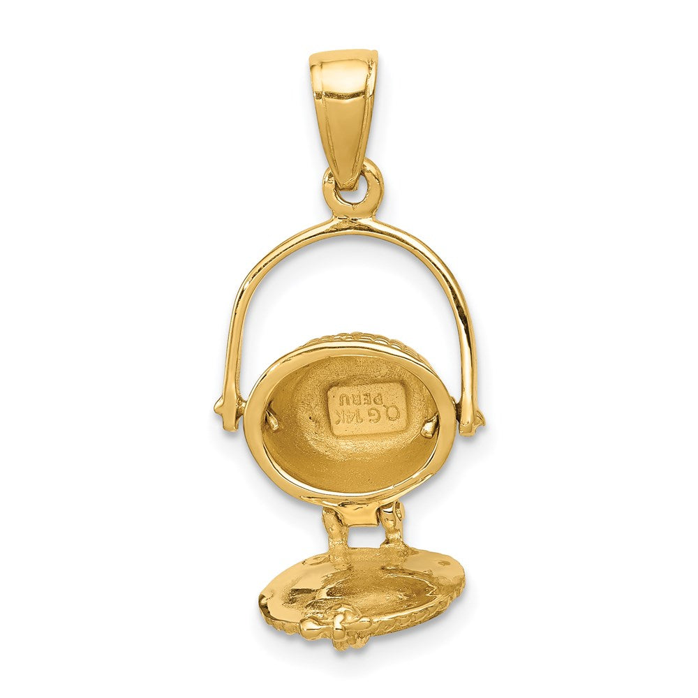 14k Yellow Gold 13 mm 3-D Nantucket Basket Pendant (2.49 grams)