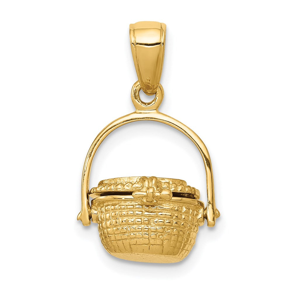 14k Yellow Gold 13 mm 3-D Nantucket Basket Pendant (2.49 grams)