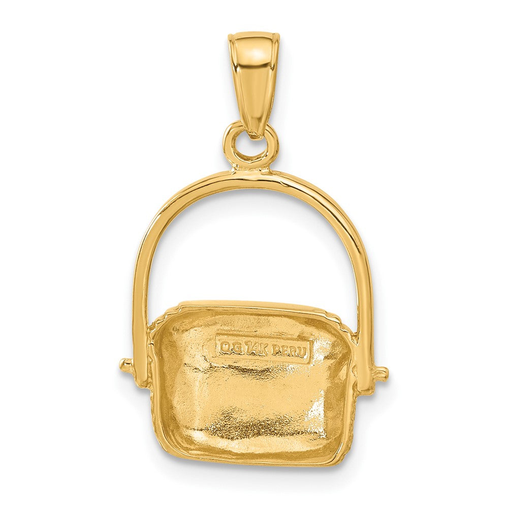 14k Yellow Gold 15 mm Large Nantucket Basket Pendant (2.52 grams)