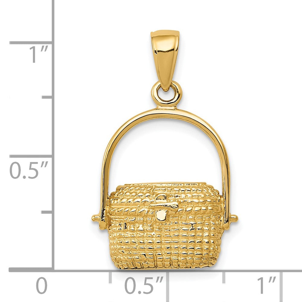 14k Yellow Gold 15 mm Large Nantucket Basket Pendant (2.52 grams)