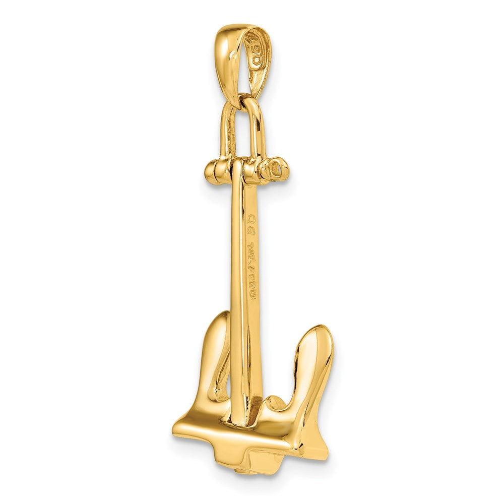 14k Yellow Gold 14 mm 3-D T-Bar Style Anchor Pendant (3.58 grams)