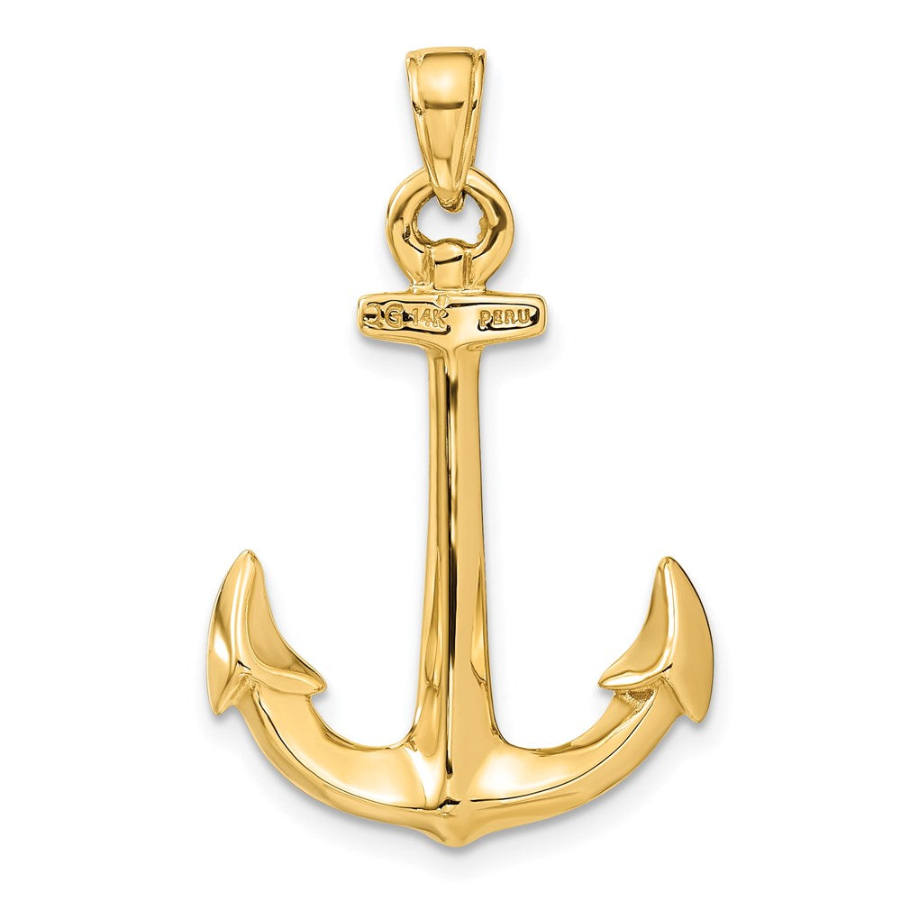 14k Yellow Gold 21 mm 3-D Anchor Pendant (4.13 grams)