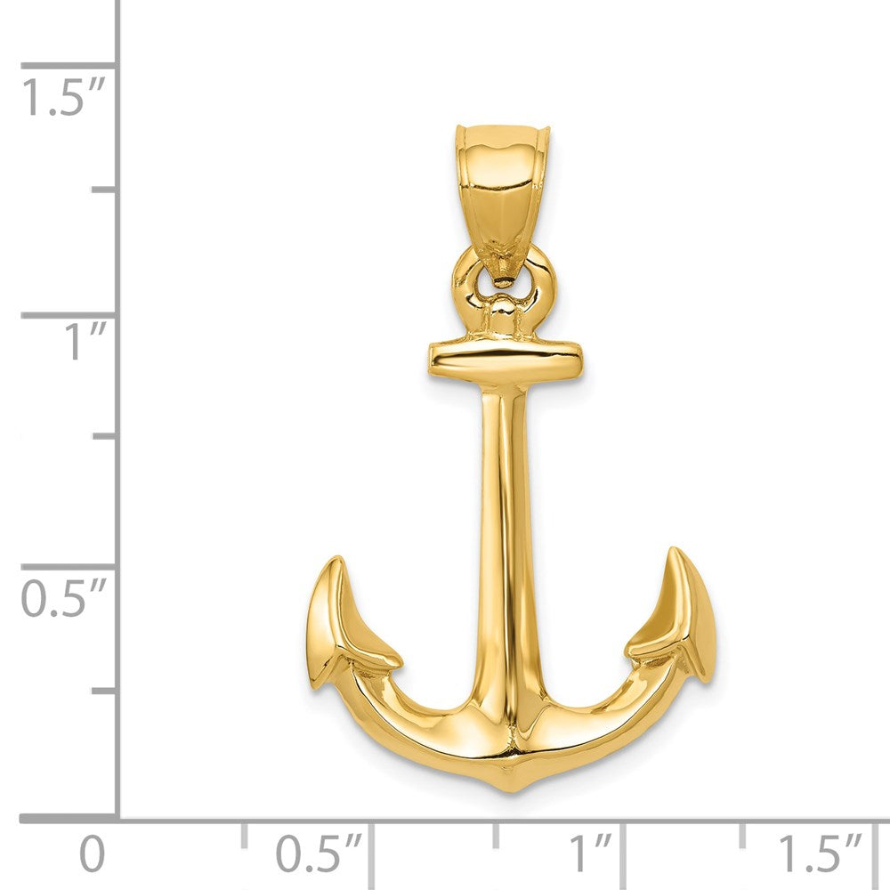 14k Yellow Gold 21 mm 3-D Anchor Pendant (4.13 grams)