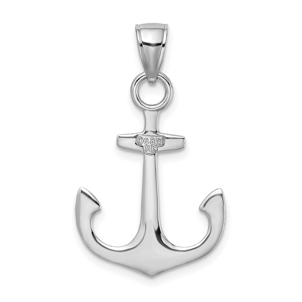 14k White Gold 18.45 mm Polished 3-D Anchor Charm (1.28 grams)