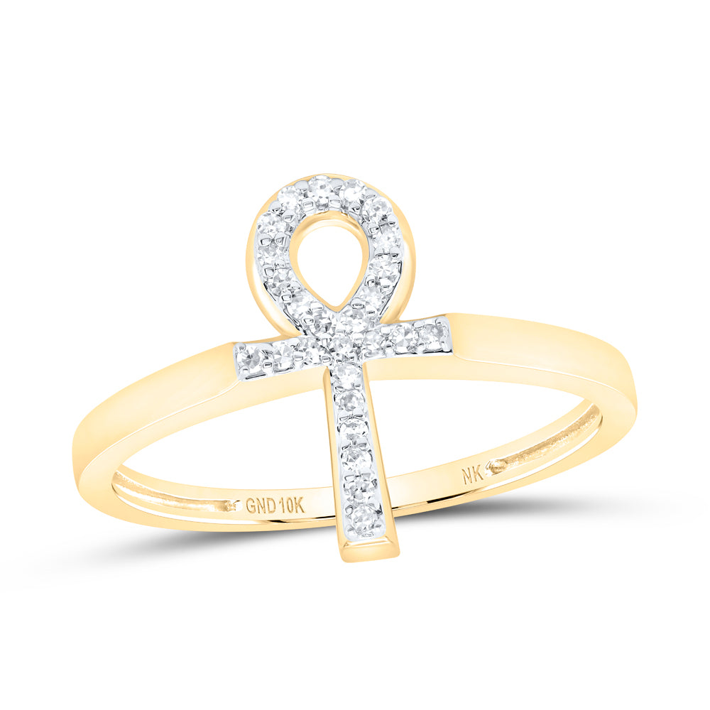 1/10Ctw-Dia Nk Gift Ankh Cross Ring (1.57 grams)