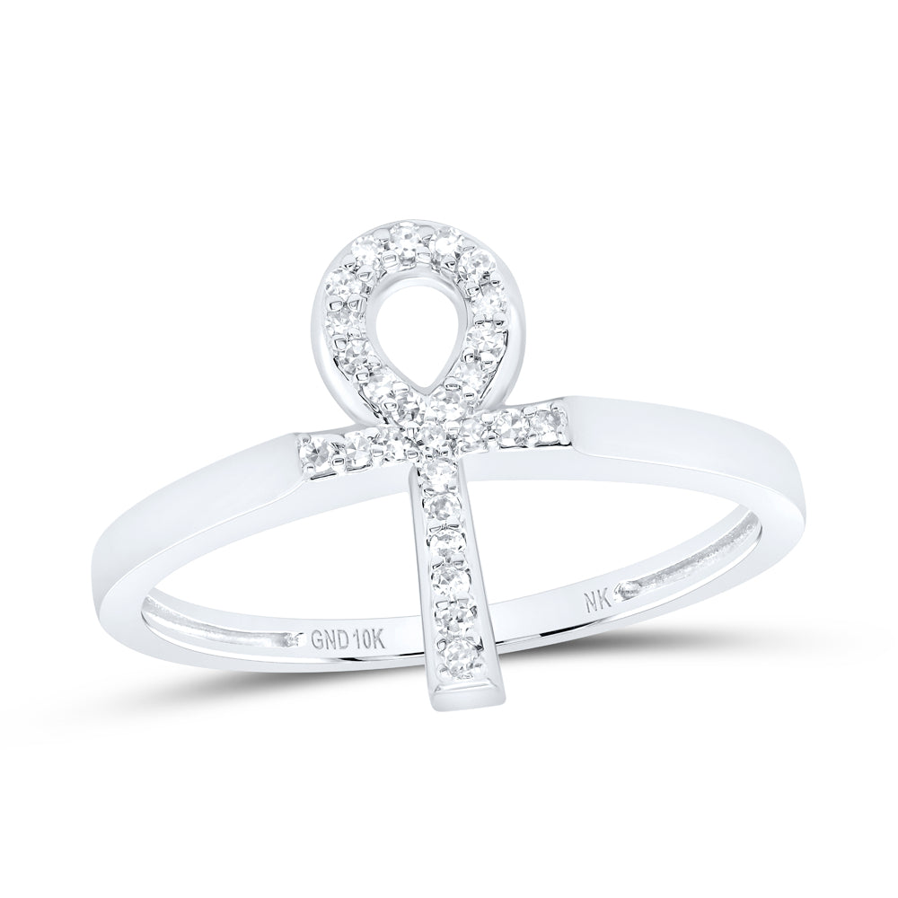 1/10Ctw-Dia Nk Gift Ankh Cross Ring (1.57 grams)