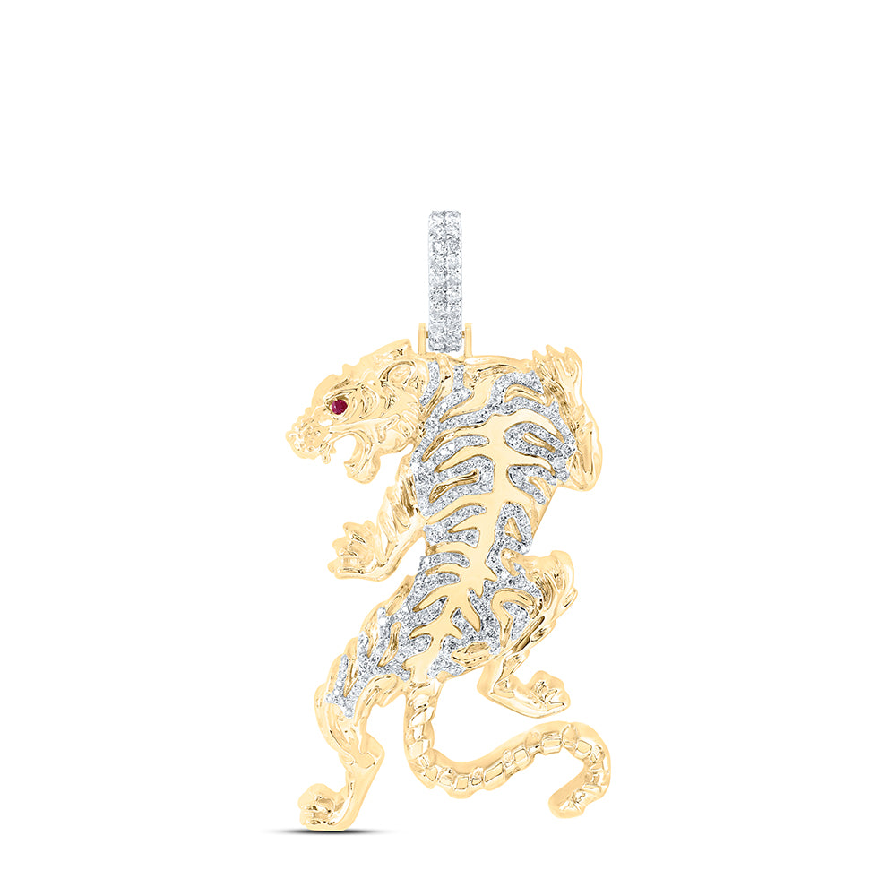 10Kt Gold 1Ctw-Dia Nk Tiger Mens Charm