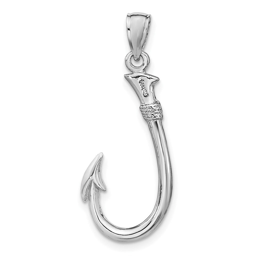 14k White Gold 13.2 mm 3-D Fish Hook Charm (1.87 grams)