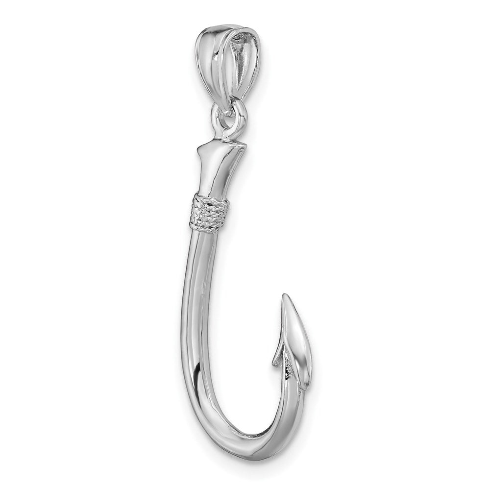 14k White Gold 13.2 mm 3-D Fish Hook Charm (1.87 grams)