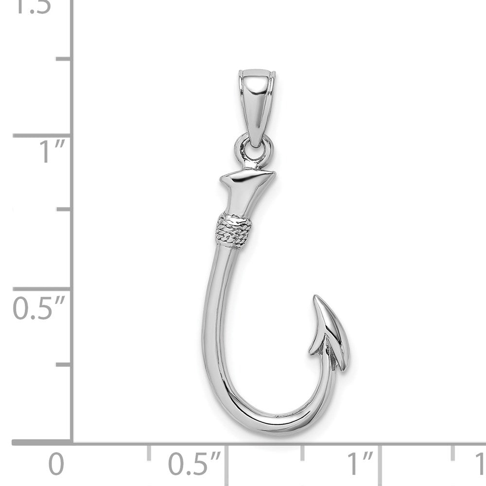 14k White Gold 13.2 mm 3-D Fish Hook Charm (1.87 grams)