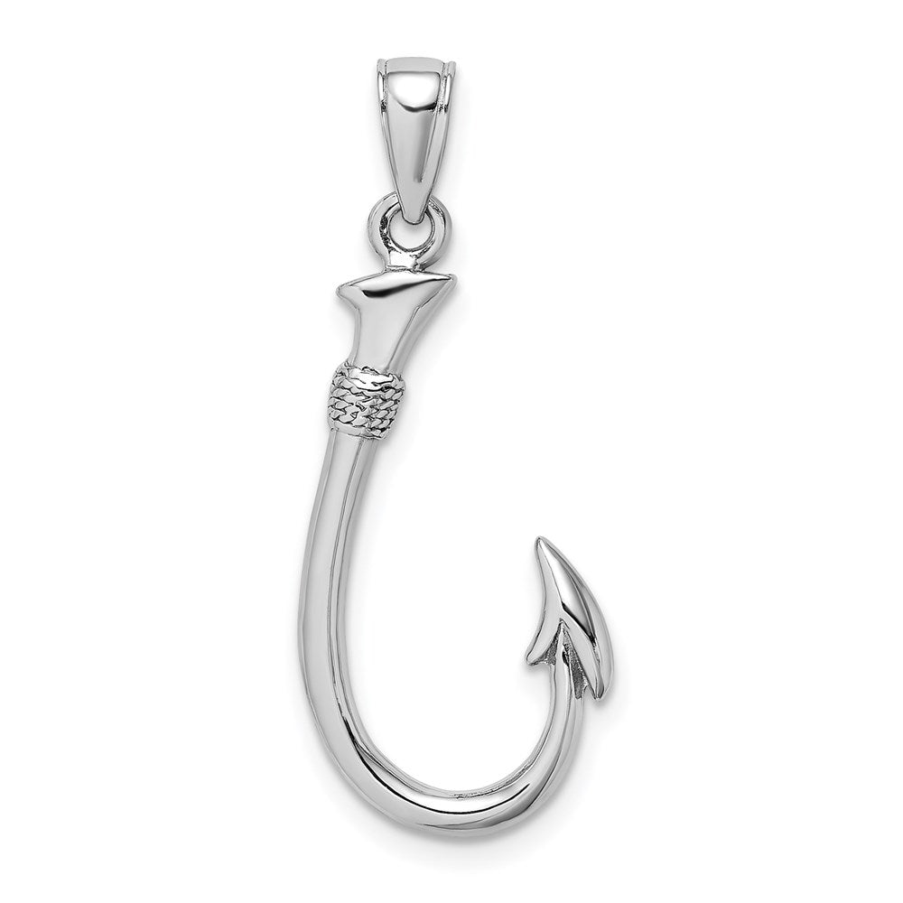 14k White Gold 13.2 mm 3-D Fish Hook Charm (1.87 grams)