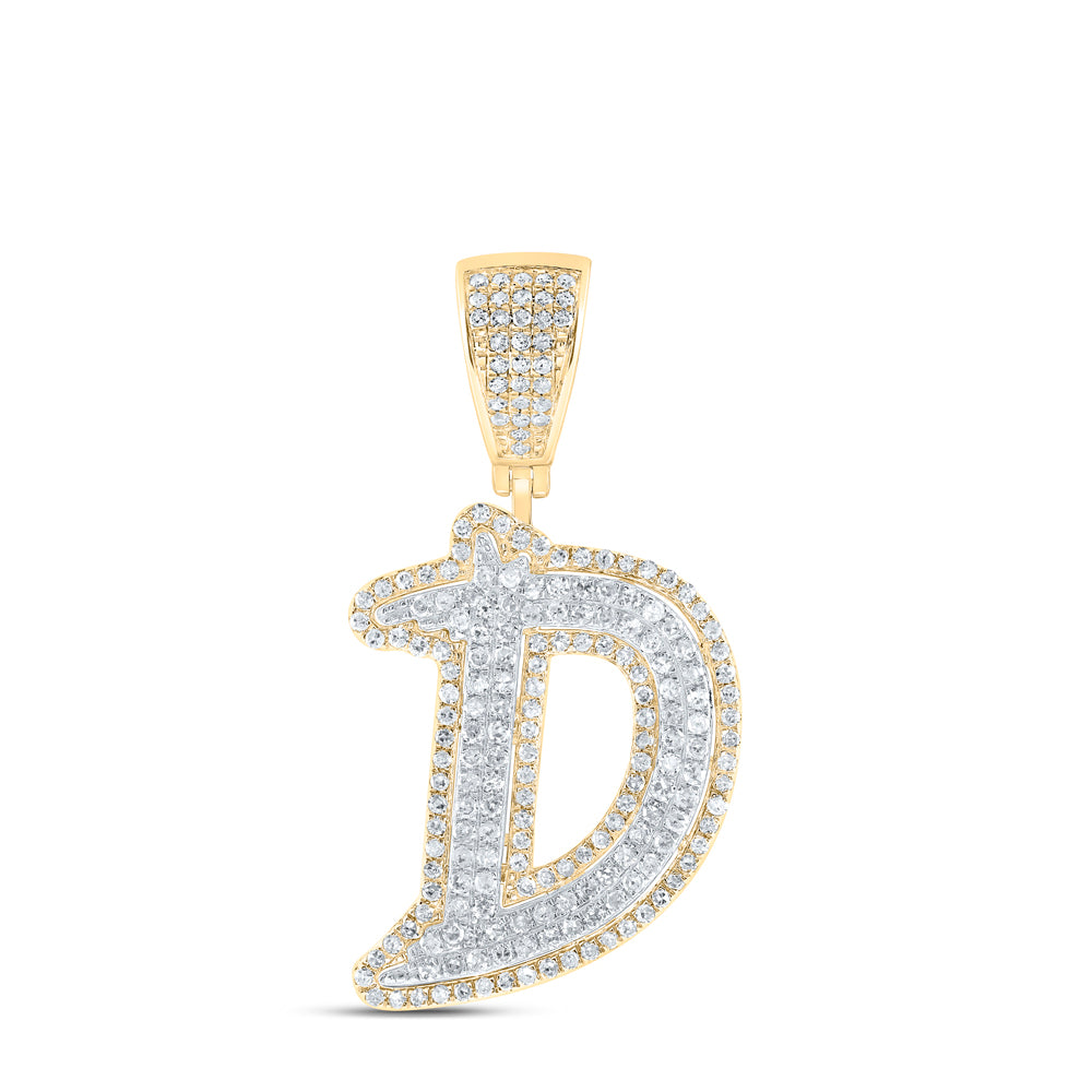 10Kt Gold 1Ctw-Dia P1 Initial D" Mens Pendant"
