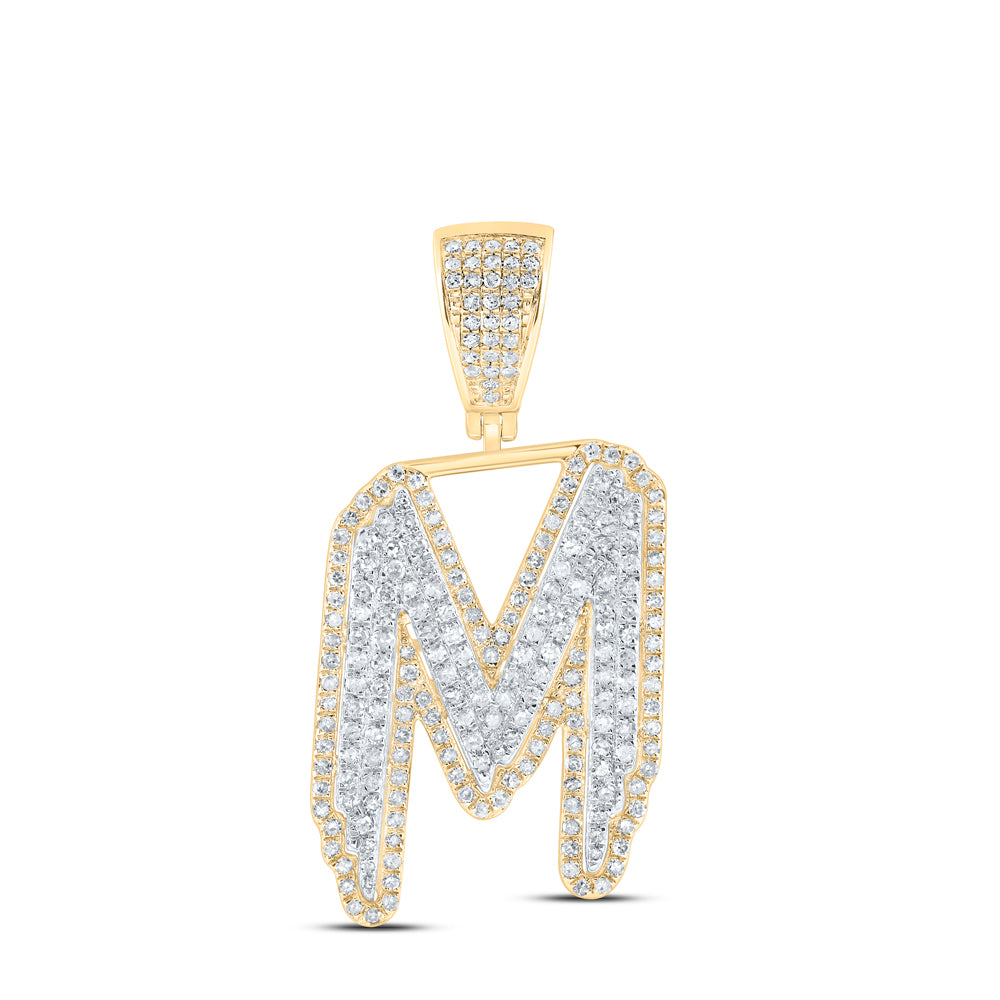 10Kt Gold 1 1/5Ctw-Dia P1 Initial M" Mens Pendant"