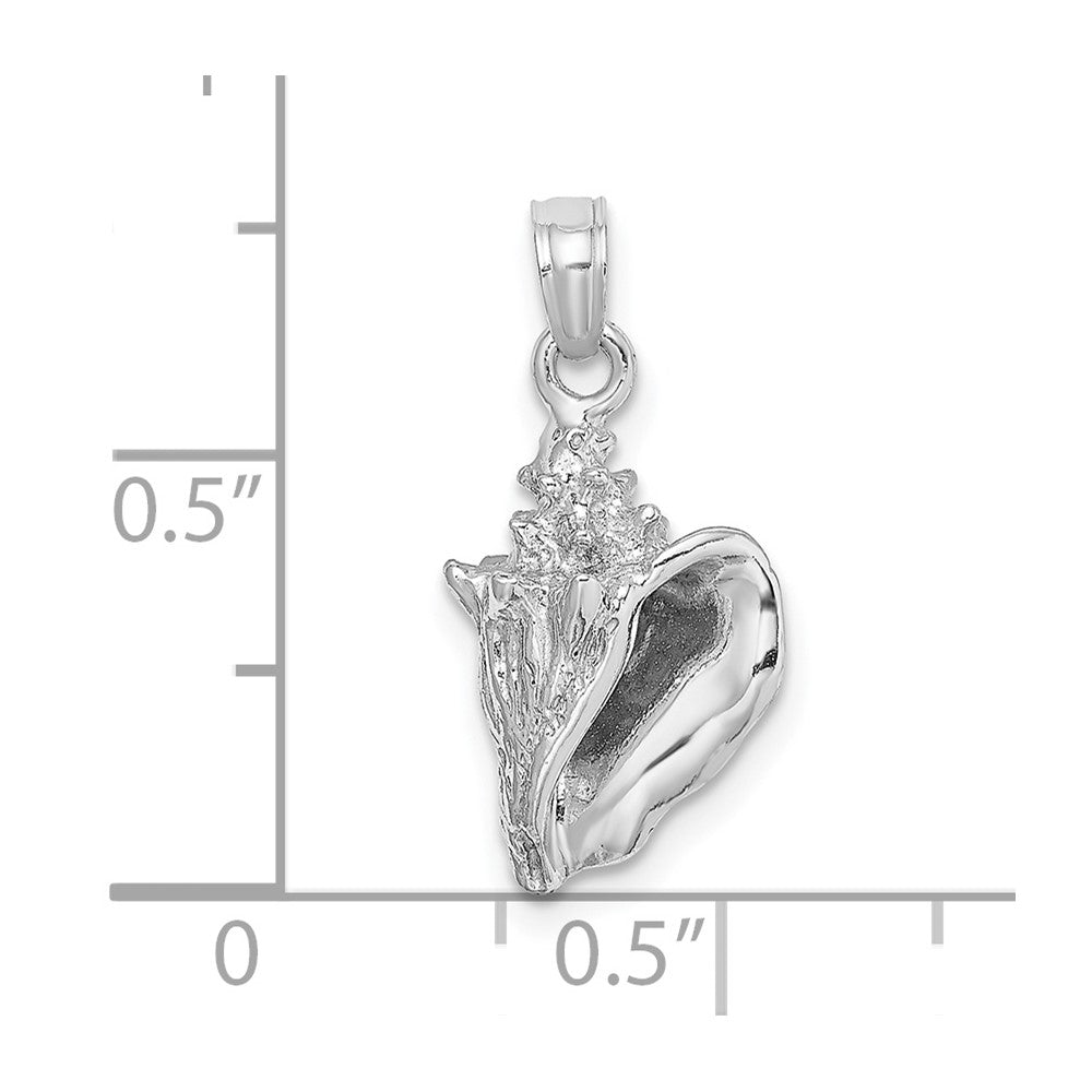 14k White Gold 10.25 mm 3-D Conch Shell Charm (1.96 grams)