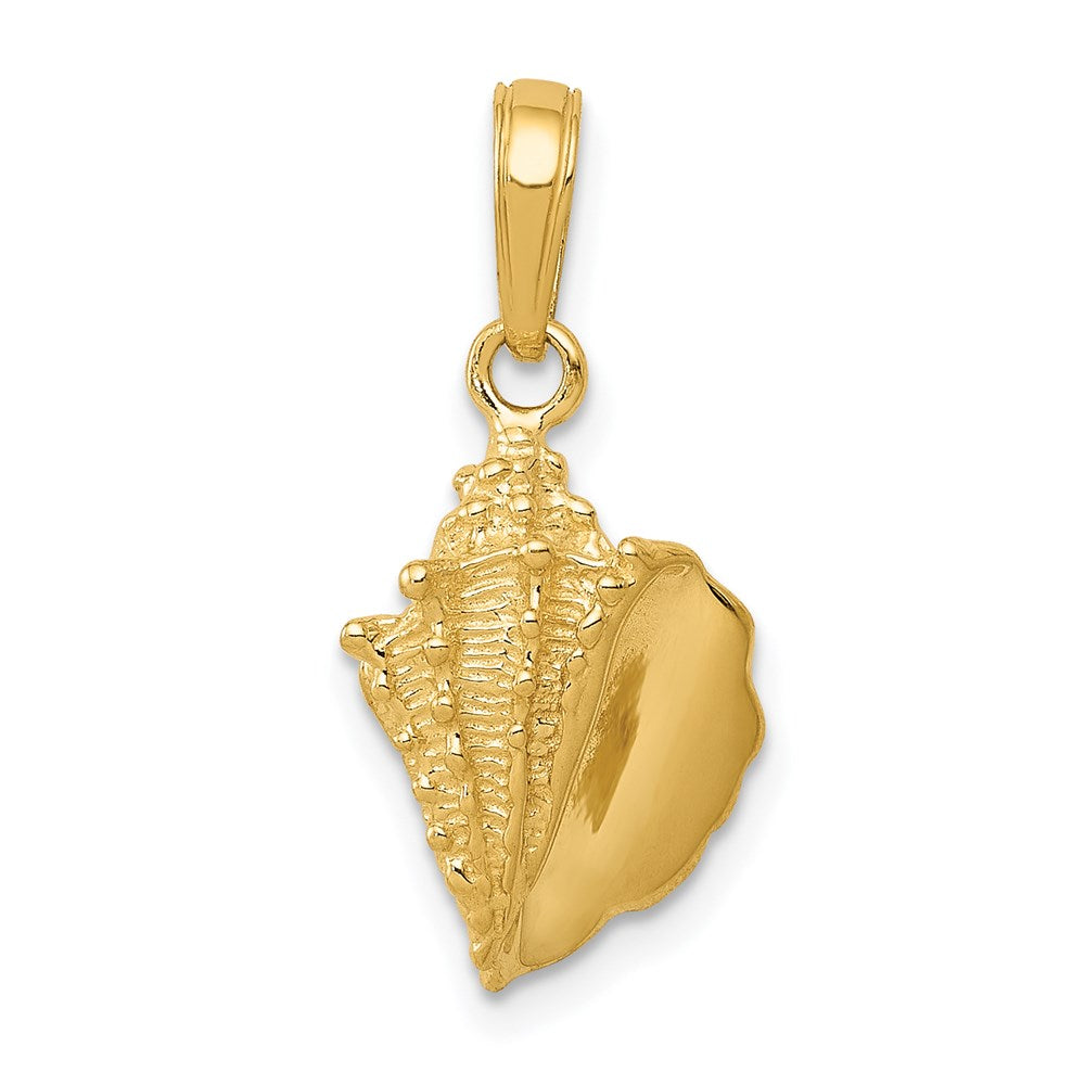 14k Yellow Gold 10 mm Solid Polished Conch Shell Pendant (1.36 grams)