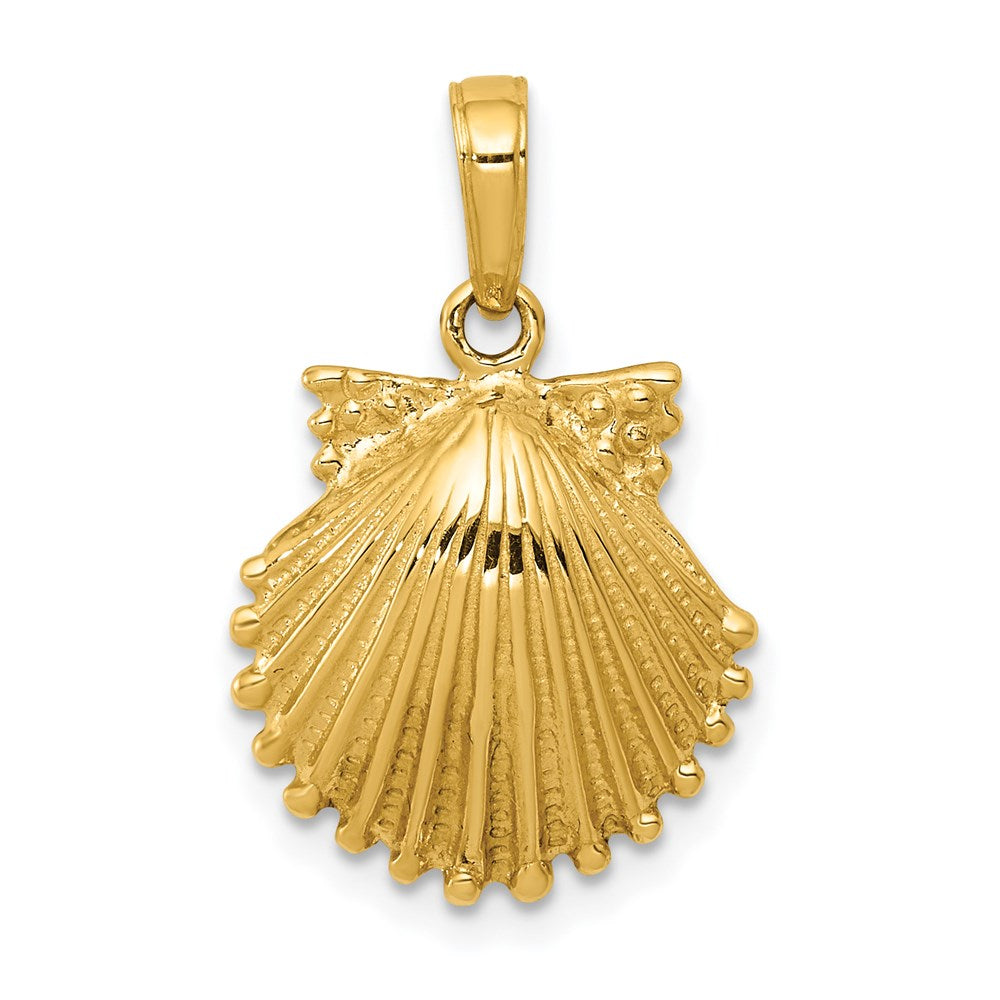 14k Yellow Gold 15 mm Scallop Shell Pendant (1.81 grams)