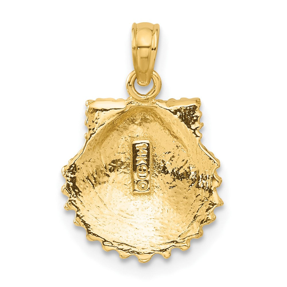 14k Yellow Gold 14 mm Textured Scallop Shell Pendant (1.66 grams)
