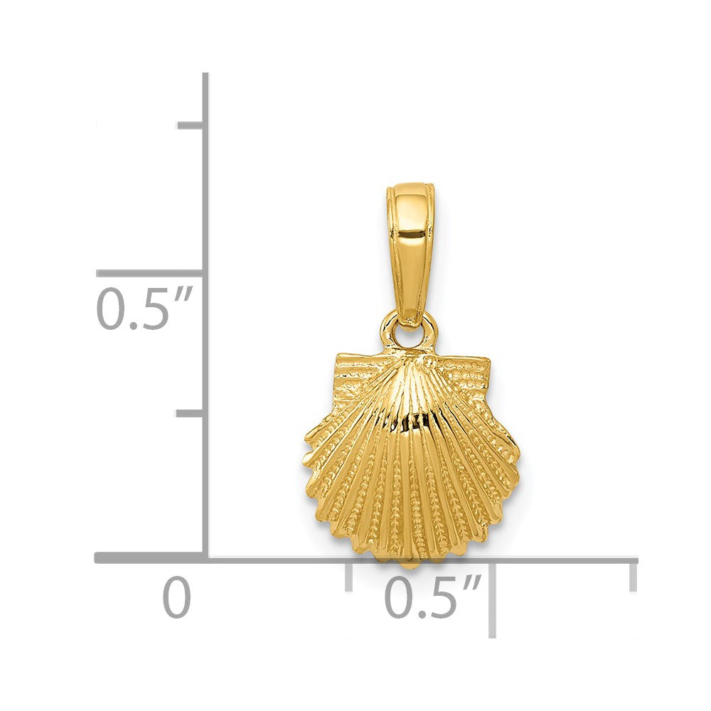 14k Yellow Gold 10 mm Scallop Shell Pendant (0.74 grams)