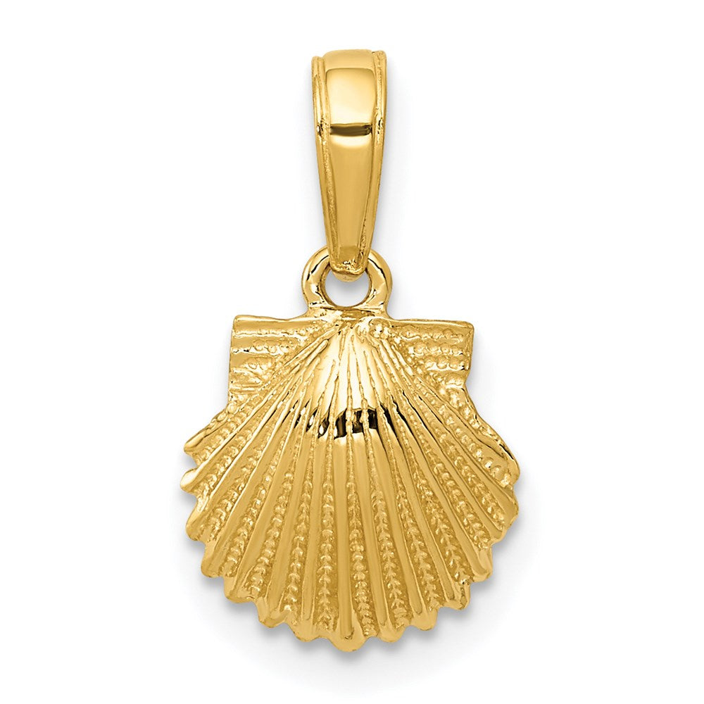14k Yellow Gold 10 mm Scallop Shell Pendant (0.74 grams)
