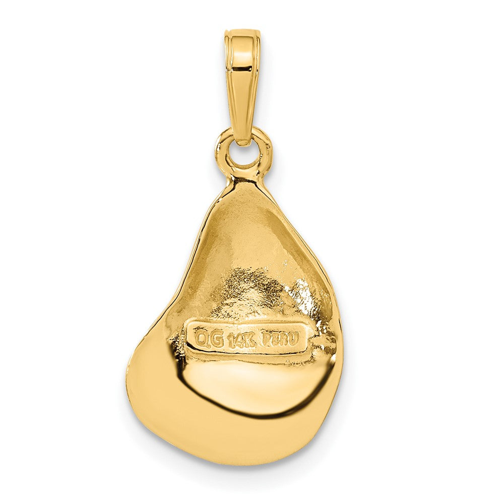 14k Yellow Gold 13 mm Oyster Shell Pendant (1.34 grams)