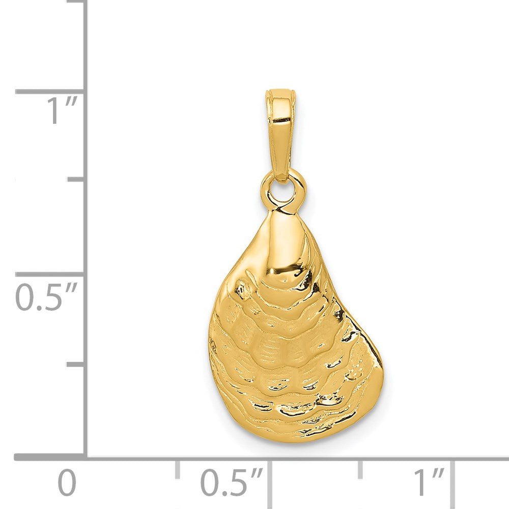 14k Yellow Gold 13 mm Oyster Shell Pendant (1.34 grams)