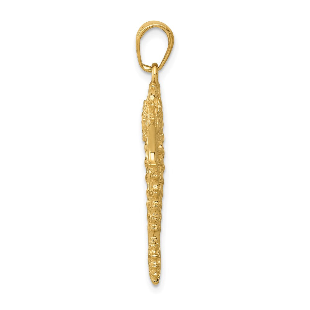 14k Yellow Gold 14 mm 3-D Seahorse Pendant (3.27 grams)