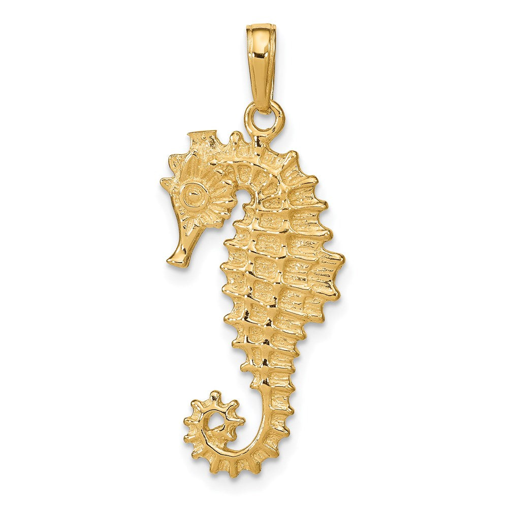 14k Yellow Gold 14 mm 3-D Seahorse Pendant (3.27 grams)